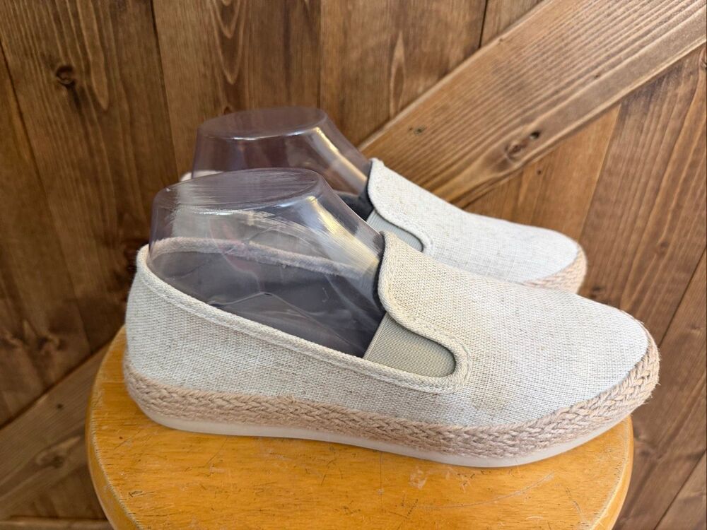 Esprit Women’s Linen-Look Espadrille Slip-On Shoes – Size 8